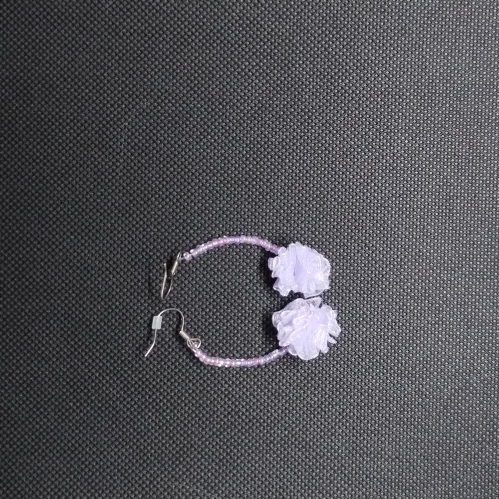 Purple beaded fish Hook earrings